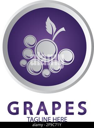 Grapes Vector Logo Icon isolated. Organic Wine branding template. Nature Grapes Logotype Stock Vector