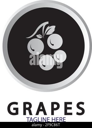 Grapes Vector Logo Icon isolated. Organic Wine branding template. Nature Grapes Logotype Stock Vector