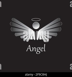 Angel icon illustration isolated on black background. Angel vector logo. Flat design style. Modern vector pictogram  sign  symbol for web graphics - s Stock Vector