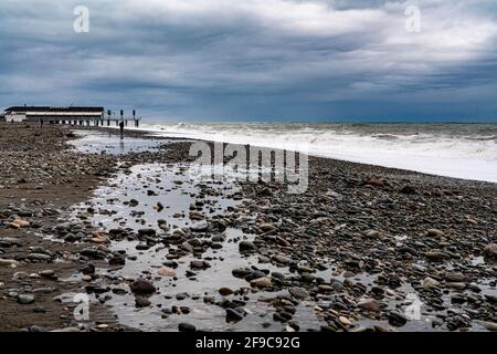 sea wave on the black sea during a storm Stock Photo