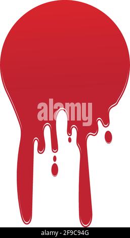 Dripping paint icon logo. Current liquid. Paint flows. Melted circle logo. Current paint  stains. Current inks. Stock Vector