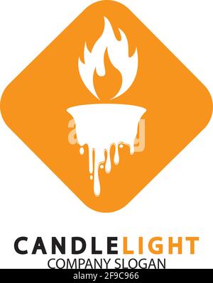 Candle light icon logo design vector template Stock Vector