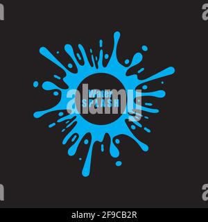 water splash blue color circle template on black  background vector Stock Vector