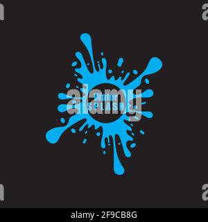 water splash blue color circle template on black  background vector Stock Vector