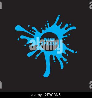 water splash blue color circle template on black  background vector Stock Vector