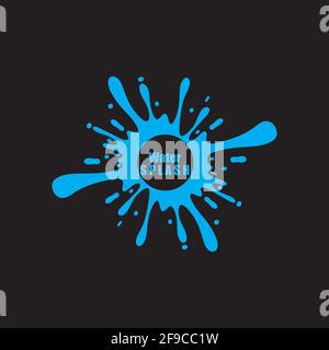 water splash blue color circle template on black  background vector Stock Vector