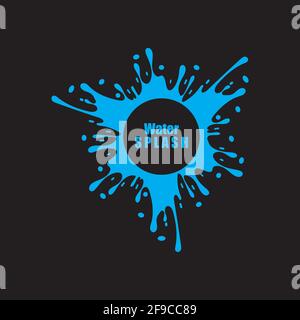 water splash blue color circle template on black  background vector Stock Vector