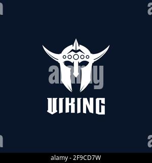 Viking helmet logo design vector template Stock Vector