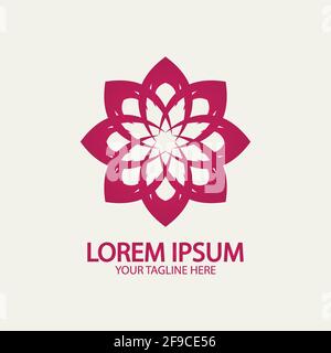 Flower logo. The circular logo. Logo of the flower. Stylized flower. Petals. Simple logo. The brand name  emblem  logo. Mandala. Logo boutique. Logoty Stock Vector