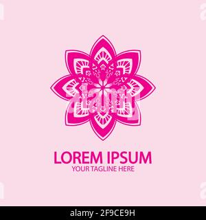 Flower logo. The circular logo. Logo of the flower. Stylized flower. Petals. Simple logo. The brand name  emblem  logo. Mandala. Logo boutique. Logoty Stock Vector