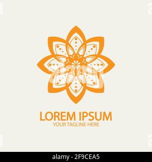 Flower logo. The circular logo. Logo of the flower. Stylized flower. Petals. Simple logo. The brand name  emblem  logo. Mandala. Logo boutique. Logoty Stock Vector