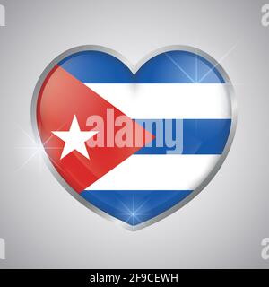 Isolated heart shape with the flag of Cuba - Vector illustration Stock Vector