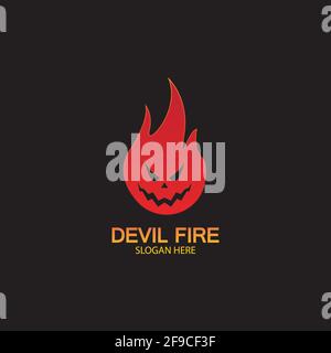 Fire Devil Logo Template vector icon Stock Vector