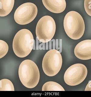 Pattern of brown eggs isolated on grey background Stock Photo