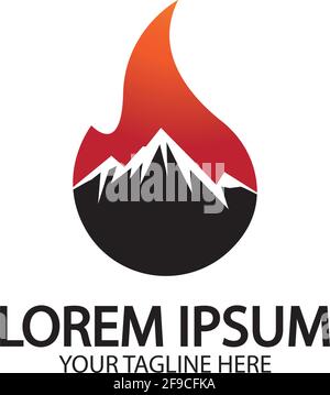Mountain fire logo vector, mountain vector, fire vector, simple mountain logo design, fire simple design Stock Vector