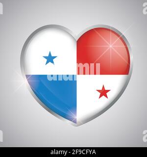 Isolated heart shape with the flag of Panama - Vector illustration Stock Vector