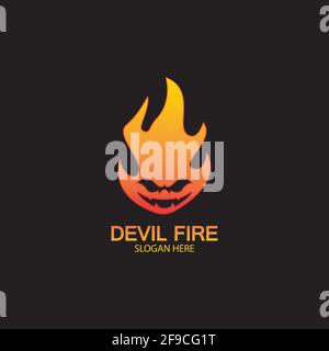 Fire Devil Logo Template vector icon Stock Vector
