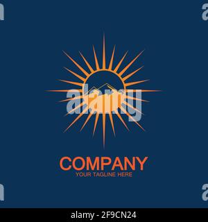 Sun Mountain Logo Icon Design – stock illustration Stock Vector
