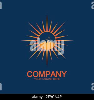 Sun Mountain Logo Icon Design – stock illustration Stock Vector