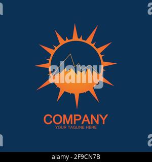 Sun Mountain Logo Icon Design – stock illustration Stock Vector