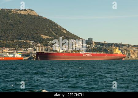 Amphion crude oil tanker in Gibraltar Stock Photo