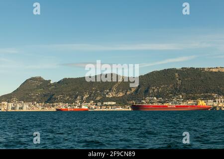 Amphion crude oil tanker in Gibraltar Stock Photo