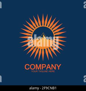 Sun Mountain Logo Icon Design – stock illustration Stock Vector