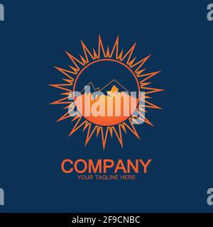 Sun Mountain Logo Icon Design – stock illustration Stock Vector