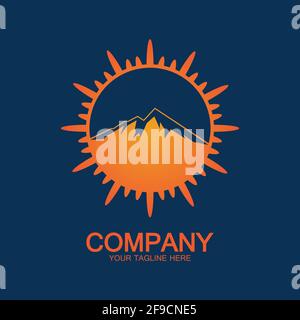 Sun Mountain Logo Icon Design – stock illustration Stock Vector