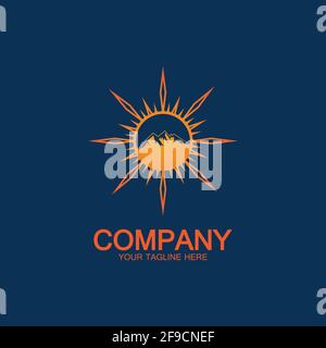 Sun Mountain Logo Icon Design – stock illustration Stock Vector