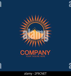 Sun Mountain Logo Icon Design – stock illustration Stock Vector