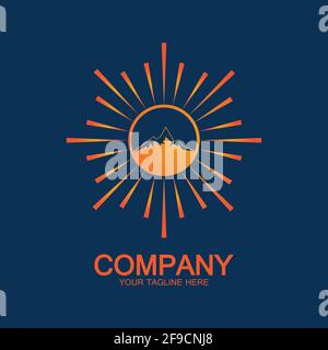 Sun Mountain Logo Icon Design – stock illustration Stock Vector