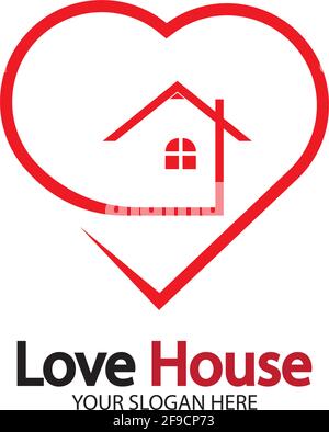 Love Home Logo. Heart and House Icon Combination. Health and Care Symbol. Flat Vector Logo Design Template Stock Vector