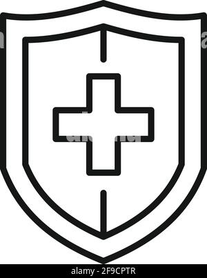 Health shield icon, outline style Stock Vector