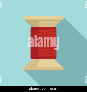 Thread wood bobine icon, flat style Stock Vector