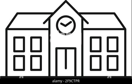 Inclusive school building icon, outline style Stock Vector