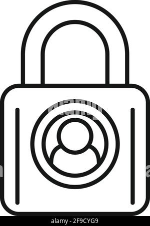 Locked personal information icon, outline style Stock Vector