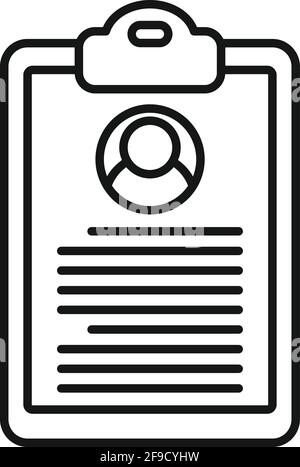 Personal information clipboard icon, outline style Stock Vector