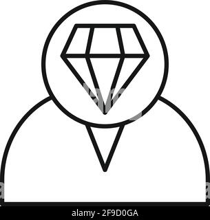 Diamond personal traits icon, outline style Stock Vector