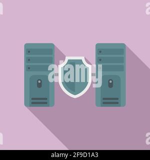 Server authentication icon, flat style Stock Vector