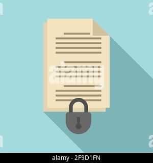Document access authentication icon, flat style Stock Vector