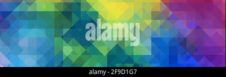 Abstract multicolored background from squares. Horizontal background of triangles. Rainbow mosaic. Vector illustration Stock Vector