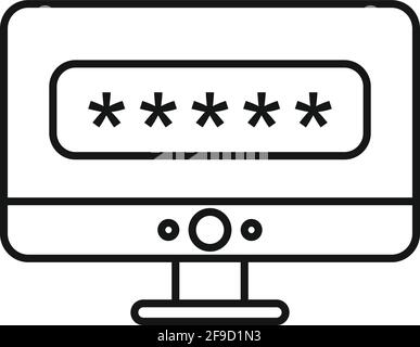 Pc login authentication icon, outline style Stock Vector