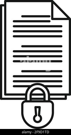 Document access authentication icon, outline style Stock Vector