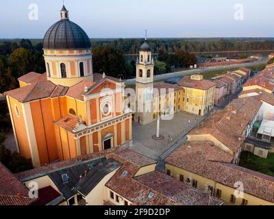 Aerial view of Boretto cathedral , Emilia Romagna. Italy Stock Photo