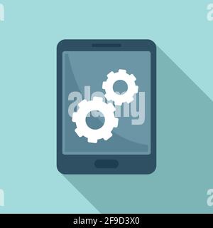 Update software tablet icon, flat style Stock Vector