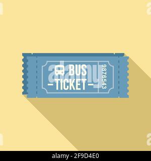 Bus ticket icon, flat style Stock Vector