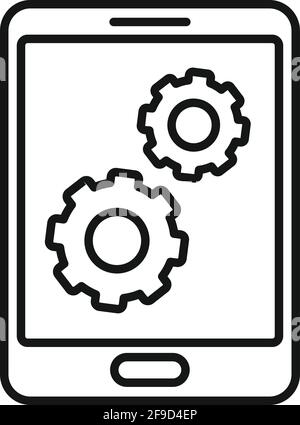 Update software tablet icon, outline style Stock Vector