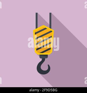 Crane hook icon, flat style Stock Vector
