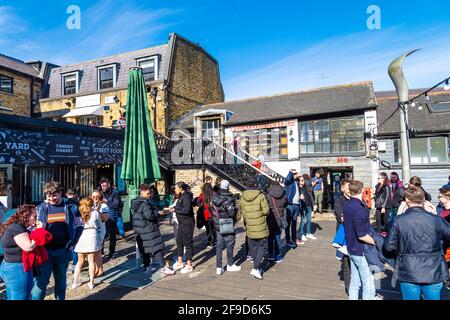 17th April 2021 - London, UK, Camden Market attracted crowds on a sunny weekend after coronavirus pandemic lockdown easing Stock Photo